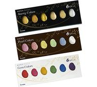 Kuretake Gansai Tambi Lot de 3 peintures aquarelles 6 couleurs étoilées, perle, gemme, or, argent, paillettes, pour professionnel, artiste, fabriqué au Japon