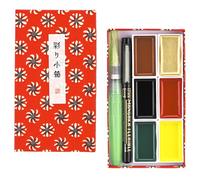 Kuretake Irodori Kobako Rouge, aquarelle 6 couleurs avec pinceaux, Japon