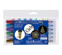 Kuretake ZIG Clean Color Dot Dual-Tip Markers (Metallic 6 colors)