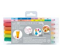 Kuretake ZIG Clean Color DOT Lot de 12 couleurs à double pointe pour journal, pointe fine de 0,5 mm à une extrémité et pointe à pois flexible, fabriqué au Japon