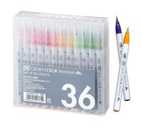 Kuretake Zig Clean Color Real Brush Set (36 Colors), Aquarelle Peinture Extra Fine Brush Pen, RB-6000AT/36V
