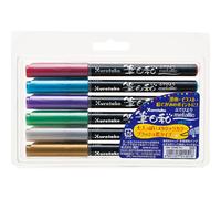 Kuretake ZIG FUDEBIYORI Feutres pinceaux flexibles m talliques 6 couleurs, parfaits pour l'art professionnel, le dessin, la calligraphie, le lett