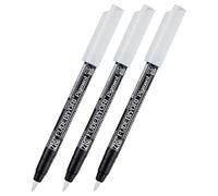 Kuretake ZIG FUDEBIYORI Pigment Lot de 3 stylos blancs laiteux pour lettrage, Illustlation, Certifié AP, pointe pinceau rigide flexible, efficace sur papier noir, qualité professionnelle, fabriqué au