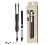 Kuretake ZIG Letter Pen COCOIRO Body with Black Ink Refill - Flexible Extra Fine Brush Tip - Refillable Brush Pen for Calligraphy, Hand Lettering, Illustration - Made in Japan (BLACK, Black)