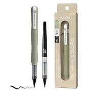 Kuretake ZIG Letter Pen COCOIRO Body with Black Ink Refill - Flexible Extra Fine Brush Tip - Refillable Brush Pen for Calligraphy, Hand Lettering, Illustration - Made in Japan (SMOKY OLIVE, Black)