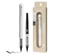 Kuretake Zig Letter pen COCOIRO Refill Set, Body color WHITE and Refill black, Refillable Marking pen, with Flexible ExtraFine brush tip, Made in Japan