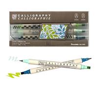 Kuretake ZIG Lot de 3 marqueurs de calcul (menthe kiwi), double pointe de 2 mm et 5 mm, pour art, illustration, journal, fabriqué au Japon