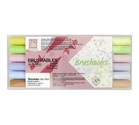 Kuretake Zig Memory System Brushables Lot de 6 feutres double pointe (deux tons) pastel, MS-7700/6VPA