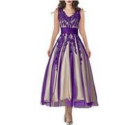 KURFACE Robes de mère de mariée grandes tailles robes de soirée formelles pour femmes, Violet (sans manches)., 42