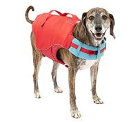 Kurgo Gilet de Sauvetage Surf n’ Turf pour Chien, Veste de sécurité Gonflable pour activités Nautiques pour Chiens, Réfléchissant, Réglable, Rouge, Taille XL