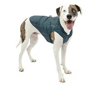 Kurgo Loft - Manteau réversible pour Chien, résistant à l’Eau, réfléchissant, léger, Compatible Harnais - Bleu Marine/Bleu Clair, M