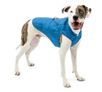 Kurgo Loft - Manteau réversible pour Chien, résistant à l’Eau, réfléchissant, léger, Compatible Harnais - Bleu/Orange, L