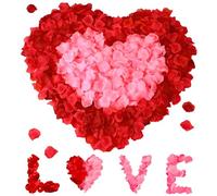 Kurkip 1200 Pièces Petale de Rose Artificielles, Pétales Séchés Pour Mariage, Saint Valentin, Ambiance Romantique, Décoration de Table - Rouge, Rose