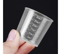 kurkip 20 Pcs Verre Doseur, 30ml Plastique verre doseur cuisine tasses à mesurer, gobelet peinture graduations en ml, Résine époxy Transparent Doseurs pour Laboratoire et Cuisine, Blanc