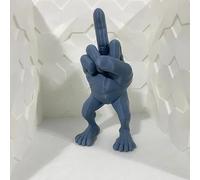 KURKUR Funny Middle Finger Figurine with Legs,Novelty Resin Finger Statue Ornaments Gag Gifts,Quirky Middle Finger Hand Sculpture Decorations for Table Shelf Office Desktop(Bleu Marine,S)