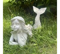 KURKUR Statue de Jardin de sirène en résine, Grande Statue de sirène, décoration extérieure, Figurine de déesse de l'océan, Ornements de Jardin pour étang, pelouse, Cour, Porche