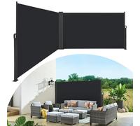 Kuro-Sagol Double Paravent Rétractable Latéral Vertical Paravent Rétractable Protection d'intimité Auvent - UV Auvent Étanche pour Terrasse, Jardin, Balcon Et Piscine (Gris Foncé, 200X600Cm)