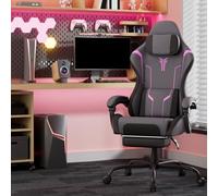 Kuro-sagol Ergonomisch Gaming Stuhl mit Fußstütze & Kopfkissen - Zweifarbig Design für stylisches Gaming & Homeoffice - 110 kg Belastbarkeit - Alltagsheld für maximalen Komfort, Schwarz-Lila