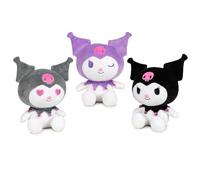 Kuromi - Doudou en peluche de style Hello Kitty - Clignotant, Classic & avec yeux en cœur - En 18 cm ou 24 cm - Peluche douce pour enfants et fans - 100 % polyester (lot de 3 - 18 cm)