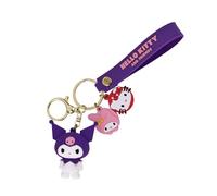 Kuromi Porte-clés 3D Pendentifs originaux avec cordon en silicone et mousqueton (1 pièce)
