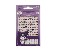 Kuromi Set d'autocollants pour les ongles - 72 autocollants + 24 pierres - Officiellement sous licence