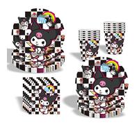 Kuromi - Set de vaisselle de fête Kuromi - Décoration d'anniversaire pour enfants - Motif dessin animé - Noir