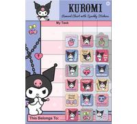 Kuromi Tableau de récompense A4 | 42 Autocollants colorés Brillants Inclus | Tableau Facile à Nettoyer | sous Licence Officielle | Unisexe, à partir de 3 Ans | Brillant pour Encourager Un Bon