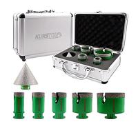 KURSTOL Forets Diamant Carrelage - 5 Pièces 25/30/35/50/68mm Trépan de Forage+50mm Foret Chanfrein avec Filetage M14 pour Céramique,Porcelaine, Carrelage, Granit, Marbre