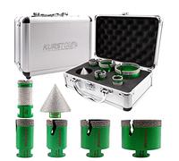 KURSTOL Forets Diamant Carrelage - 5 Pièces 25/30/35/50/68mm Trépan de Forage+50mm Foret Chanfrein avec Filetage M14 pour Céramique,Porcelaine, Carrelage, Granit, Marbre