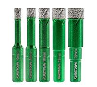 KURSTOL Forets Diamant pour Carrelage - 5pcs 6/8/10/12/14mm Scie Cloche avec Tige Triangulaire pour Carrelage Céramique Porcelaine Marbre Granit
