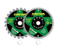 KURSTOL Lame Scie Circulaire Bois 165 x 20mm - 2 pièces 24&60 dents Disques Carbure pour Bois, Plastique, Contreplaqué, Panneaux de Particules, Panneaux Multicouches