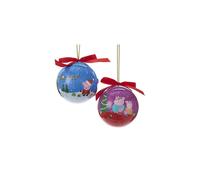 Kurt Adler 80 MM 2 boules de Noël assorties bleu et violet Peppa Pig Daddy And George Decoupage ornaments