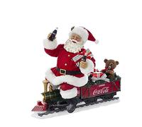 Kurt Adler Coca-Cola Train de Père Noël à Piles avec Guirlande LED Rouge 34 cm