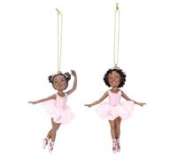 Kurt Adler Ensemble de 2 pi ces Fille ballerine afro-am ricaine noire sur les orteils Ornement 4 3/8 po