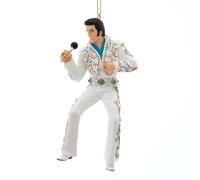 Kurt Adler EP2202 Elvis in Aqua Blue and White Jumpsuit Hanging Ornament, 5-inch Height