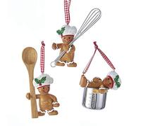 Kurt Adler Lot de 3 décorations en résine pour décoration d'intérieur Motif pain d'épices 8,9 cm