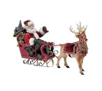 Kurt Adler Père Noël de 25 cm dans Son traîneau tiré par Ses Cerfs