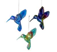 Kurt Adler Shiny Acrylic Hummingbird Ornaments, Set of 3, Assorted