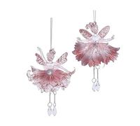 Kurt Adler T3340 Lot de 2 décorations de Noël à suspendre en acrylique Rose translucide 16 cm