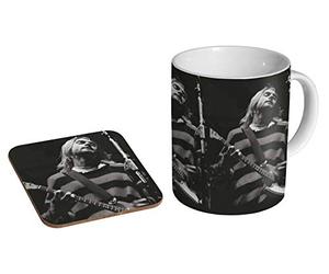 Kurt Cobain BW Tasse à café en céramique + dessous-de-verre Coffret cadeau