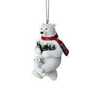 Kurt S. Adler 4.25" Coca-Cola Bear w/Cub Molded Ornament Rouge et Blanc Plastique Suspendu Noël