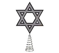 Kurt S. Adler Cimier de Sapin de Noël en Forme d'étoile de David Hanoukka Argenté 24,1 cm