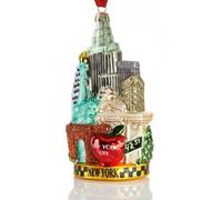 Kurt S. Adler Décoration Urbaine sur la Ville de New York, Verre, Multicolore, 14 cm