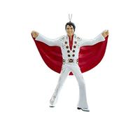 Kurt S. Adler Elvis en Costume Blanc avec Cape Rouge