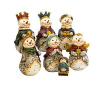Kurt S. Adler Ensemble de Table 7 pièces en résine de 15,2 cm, Motif Bonhomme de Neige, crèche, polyrésine, Multicolore, 15,2 cm