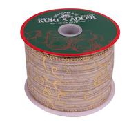 Kurt S. Adler Kurt Adler Ruban double fil de fer couleur naturelle avec motif tourbillon doré 9,1 m