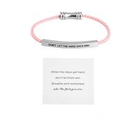 KURTCB Dont Let The Hard Days Win Bracelet pour homme et femme, bracelet tressé réglable avec carte cadeau inspirante (rose)