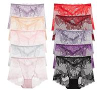 KURTIK Culotte en dentelle en soie faite à la main, culotte en dentelle brodée creuse, culotte en dentelle faite à la main, culotte de levage de hanches, sous-vêtements sexy pour femme, 10 pièces - B,