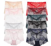 KURTIK Culotte en dentelle en soie faite à la main, culotte en dentelle brodée creuse, culotte en dentelle faite à la main, culotte de levage de hanches, sous-vêtements sexy pour femme, 10 pièces - A,
