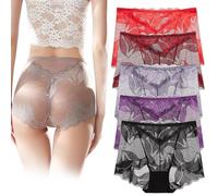 KURTIK Culotte en dentelle en soie faite à la main, culotte en dentelle brodée creuse, culotte en dentelle faite à la main, culotte de levage de hanches, sous-vêtements sexy pour femme, 5 pièces - D,